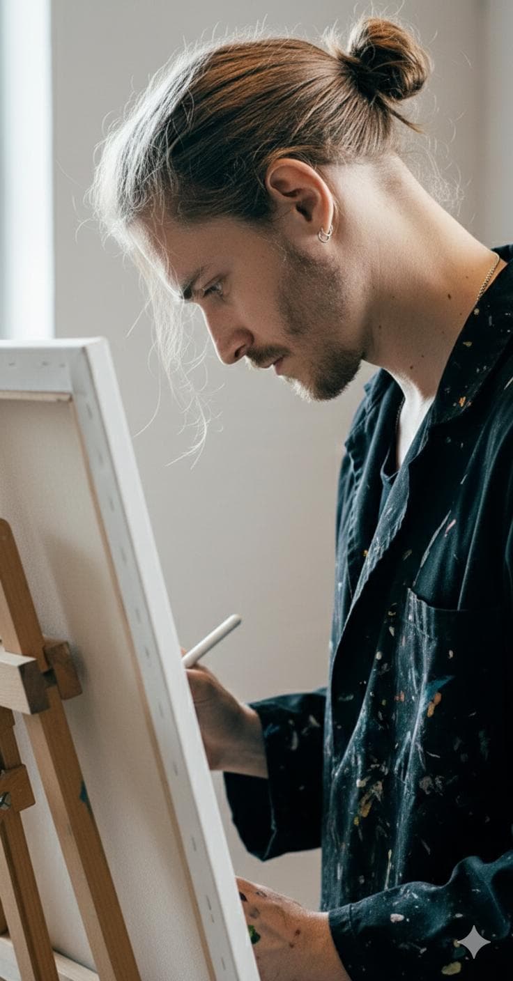Simon Adams im Atelier bei der Arbeit